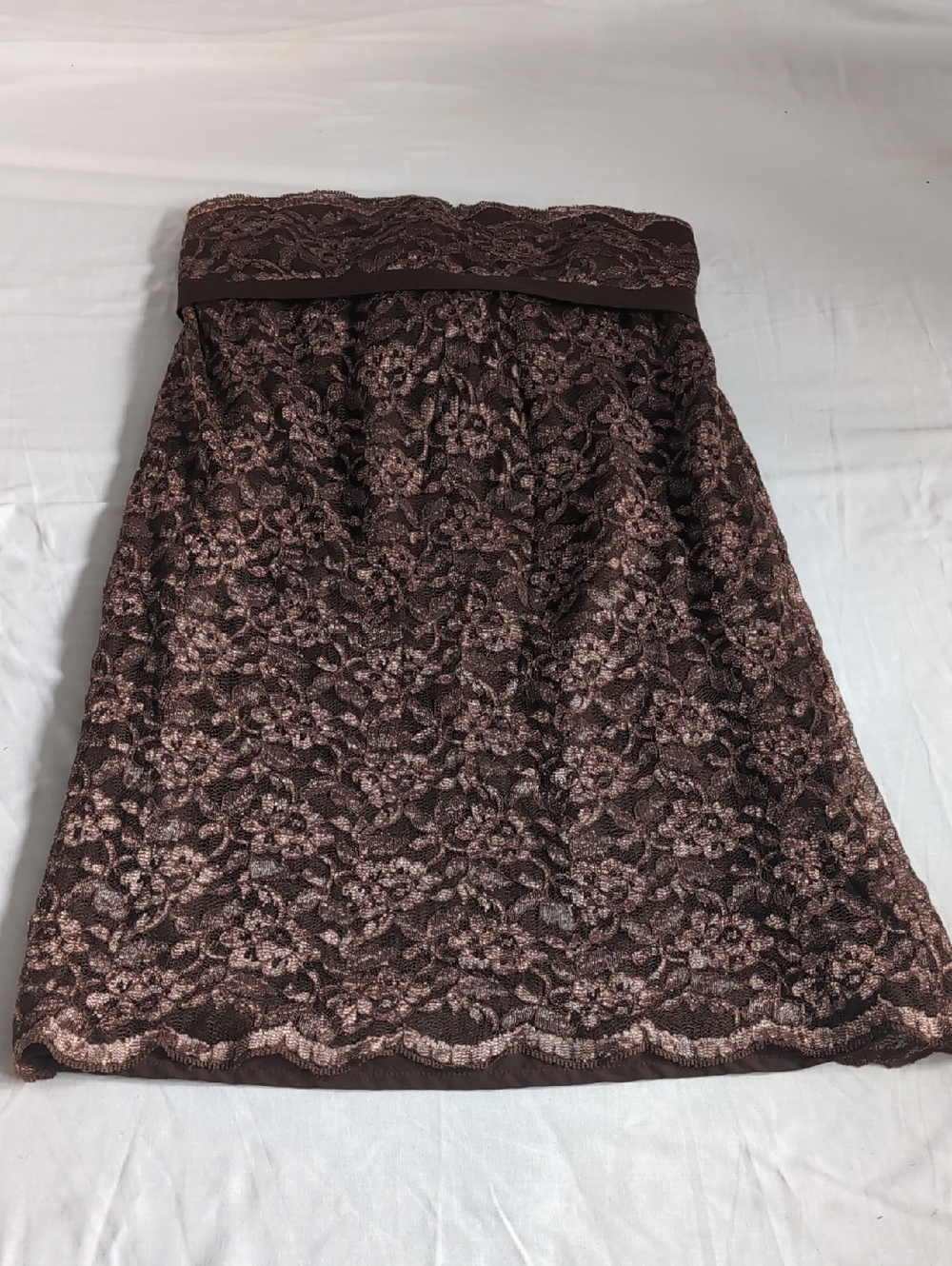 Mimi Maternity Brown Lace A-Line Strapless Mini Dress